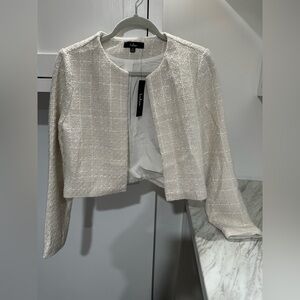 Lulu's Cream Blazer Elegant Tweed Jacket